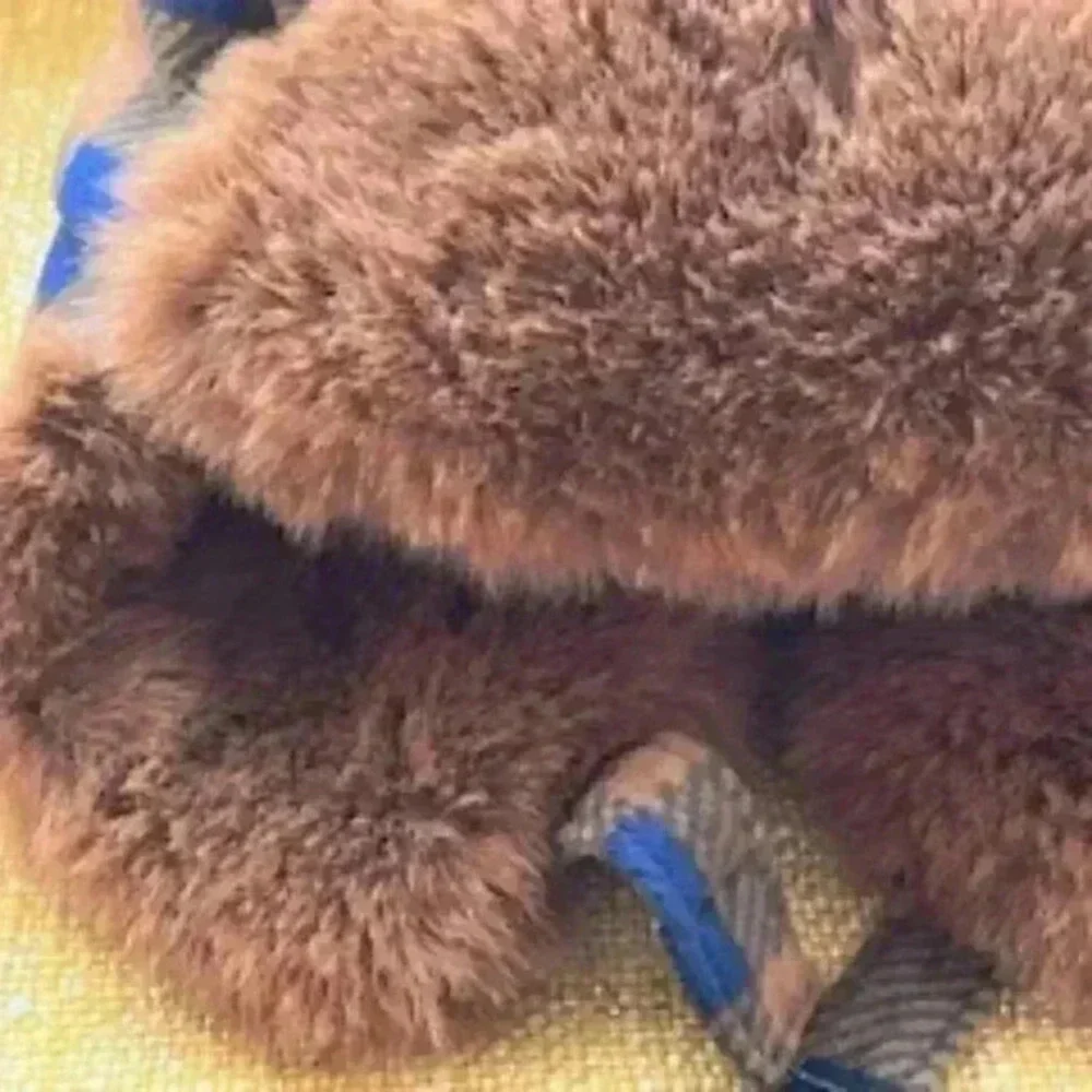Gymboree Trapper hat w/ ear flaps  Brown‎ And Blue Plaid Fur Lined Hat Cap